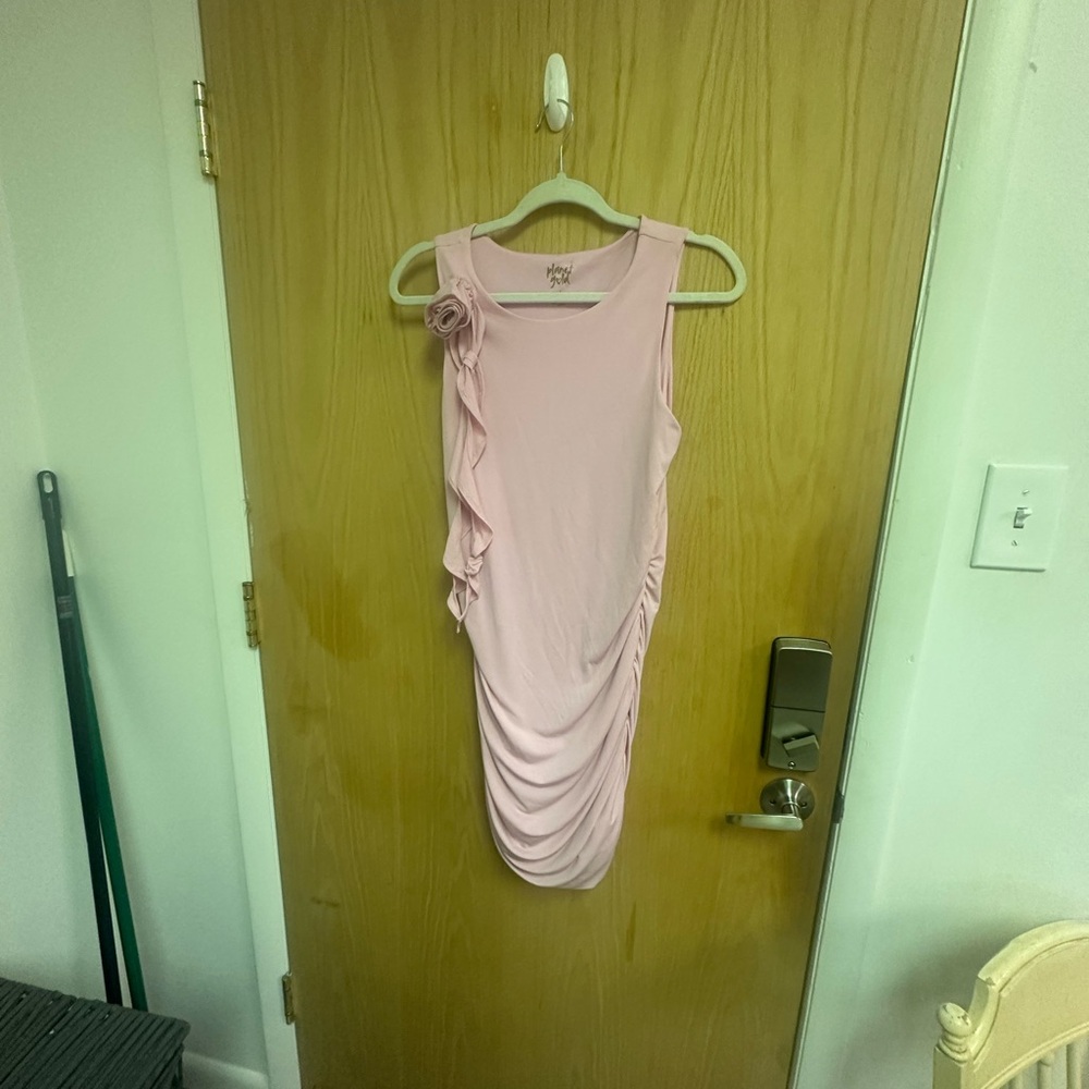 Pink Sleeveless Dress with Ruffle Detail